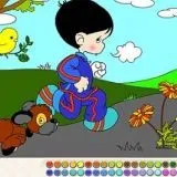 Момче и куче - оцвети ги